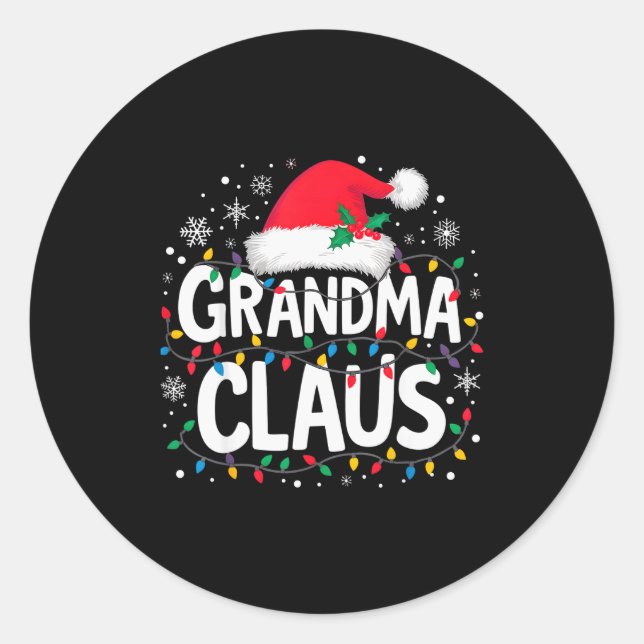 Pegatina Redonda Grandma Claus Christmas Lights Santa Family Matchi (Anverso)