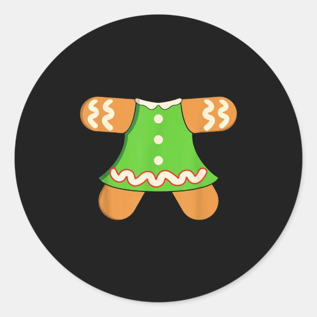 Pegatina Redonda Grandma Gingerbread Man Costume Matching Christmas (Anverso)