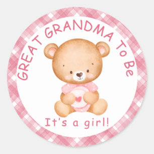 Pegatina Redonda GRANDMA GRANDE para ser Baby Shower rosado
