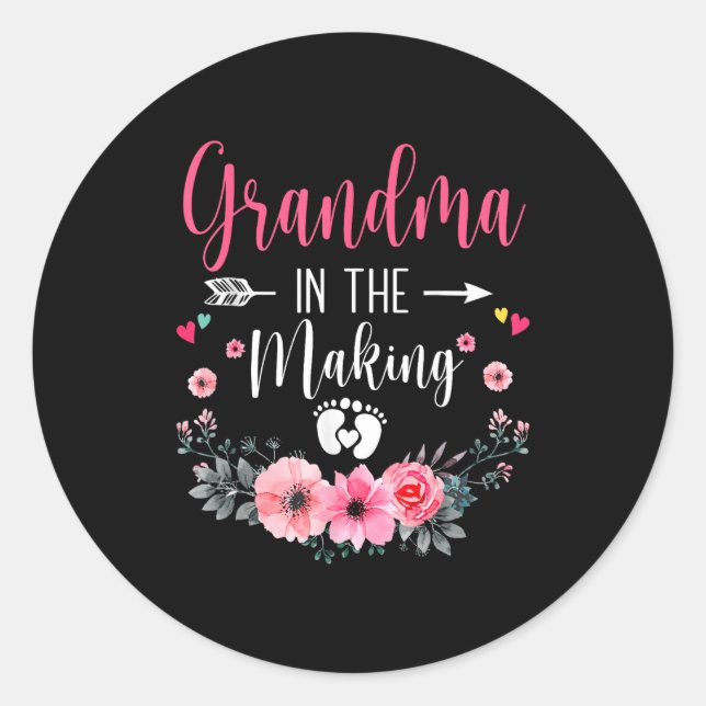 Pegatina Redonda Grandma In The Making Vitro Fertilization Pregnanc (Anverso)
