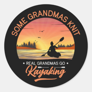 Pegatina Redonda Grandma Kayaking Stone