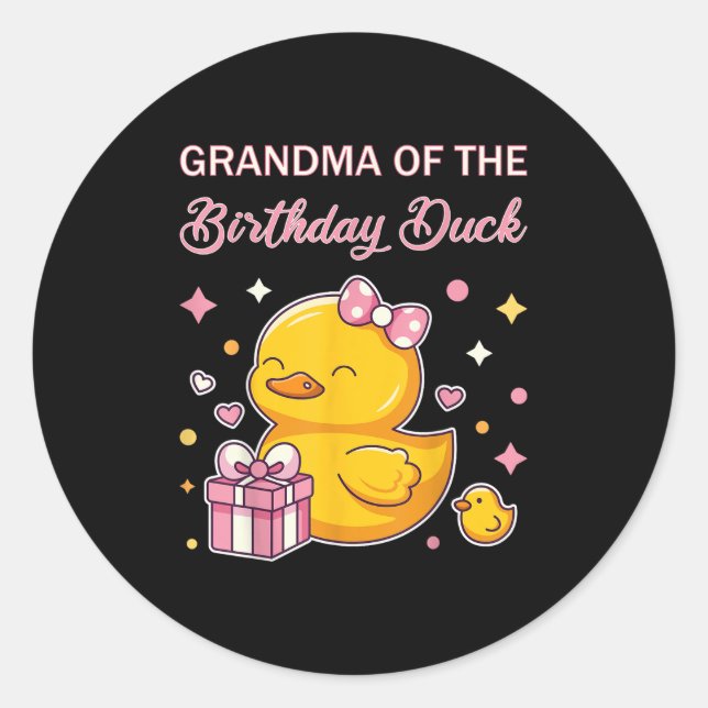 Pegatina Redonda Grandma Of The Birthday Duck Christmas Anime Party (Anverso)