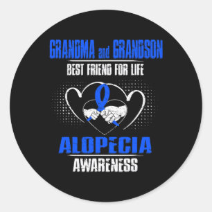PEGATINA REDONDA GRANDMA Y GRANDSON MEJOR AMIGO DE LA VIDA ALOPECIA