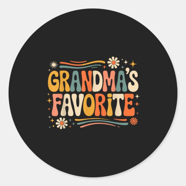 Pegatina Redonda Grandmas Favorite Funny Grandparent Granhild Vinta (Anverso)