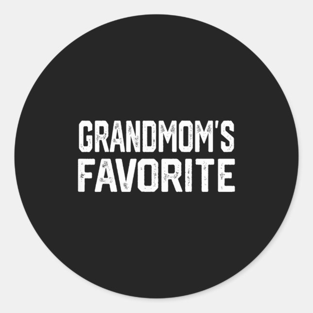 Pegatina Redonda Grandmom’s Favorite Funny Grandparent Granhild Vin (Anverso)