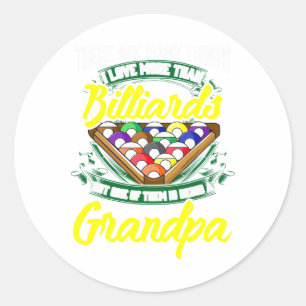 Pegatina Redonda Grandpa Billiards Pool Game Player Ll Stick Papa G