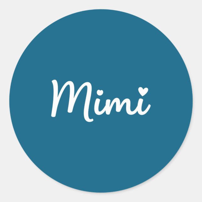 Pegatina Redonda Grandparent Mimi - Mimi Script Heart Design Grandm (Anverso)
