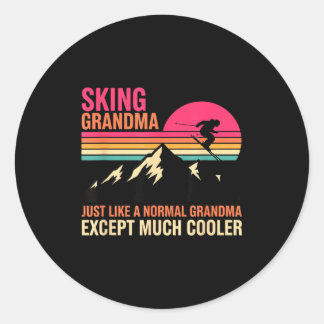 Pegatina Redonda Grandparent Skiing Grandma Just Like A Normal Gran