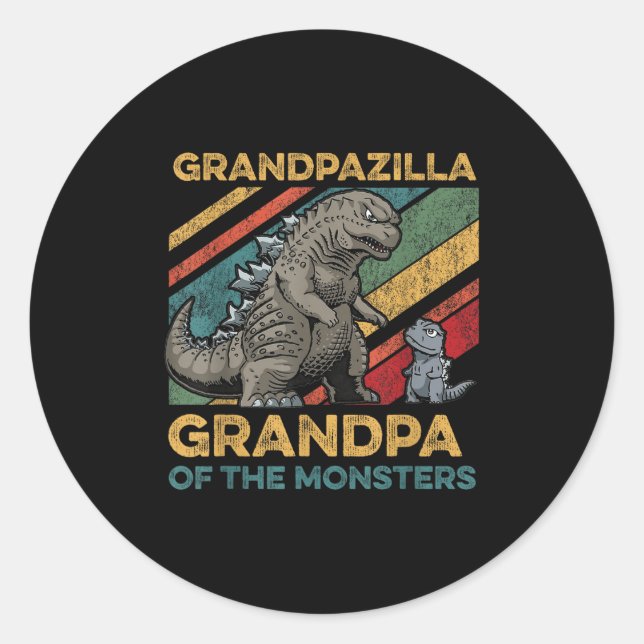 Pegatina Redonda Grandpazilla Grandpa Of Monsters Halloween Christm (Anverso)