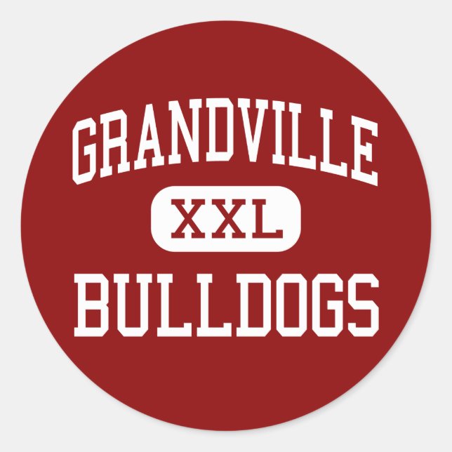 Pegatina Redonda Grandville - Bulldoges - High - Grandville Michiga (Anverso)