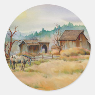 Pegatina Redonda GRANERO y APPALOOSA VIEJOS de SHARON SHARPE