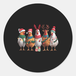 Pegatina Redonda Granja animal lindo Navidad Navidad Funny pollo Cr