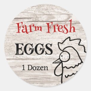 Pegatina Redonda Granja de huevos frescos Nosey Rooster