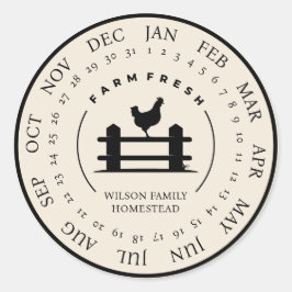 Pegatina Redonda Granja de personalizable Huevos Frescos Cartón Peq