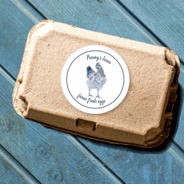 Pegatina Redonda Granja de pollo con huevos frescos con su nombre (Subido por el creador)