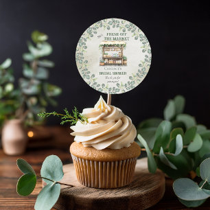 Pegatina Redonda Granja de puesto de mercado de agricultores Bienve