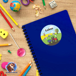 Pegatina Redonda granja de tractores | redonda