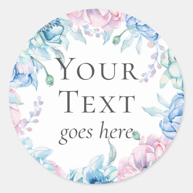 Pegatina Redonda Granja Elegante Flor de Peonía Acuarela Floral (Anverso)
