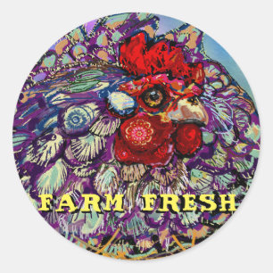 Pegatina Redonda Granja fresca