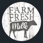 Pegatina Redonda Granja Fresca Leche Vaca Campesina De Madera Blanc<br><div class="desc">Elementos coincidentes disponibles.</div>