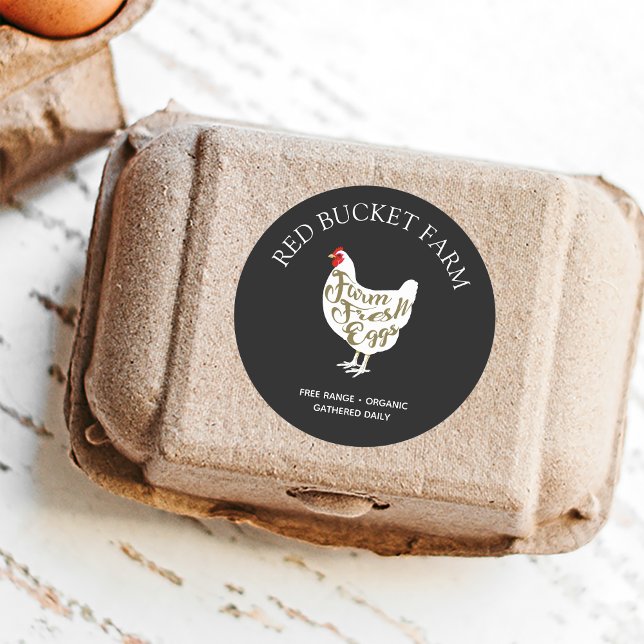 Pegatina Redonda Granja fresca Retro de huevos de pollo (Subido por el creador)