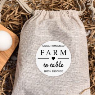 Pegatina Redonda Granja Fresca Sencilla Añadir nombre a los agricul