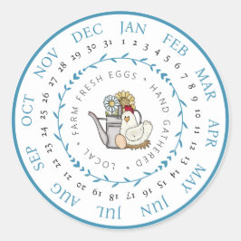 Pegatina Redonda Granja Huevos Frescos Huevos para Pequeños Negocio