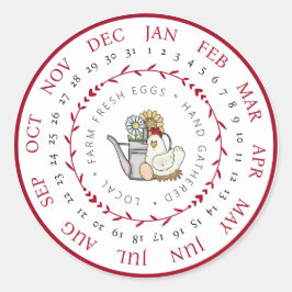 Pegatina Redonda Granja Huevos Frescos Huevos para Pequeños Negocio