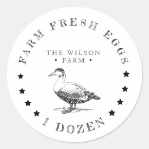 Pegatina Redonda granja mejores estrellas pato Huevo Carton Pegatin