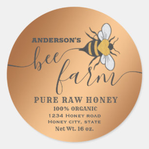 Pegatina Redonda Granja moderna de abejas con guijarros de abeja mi