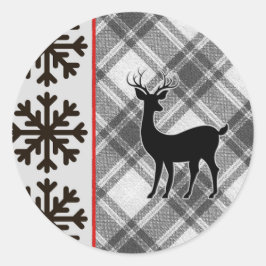 Pegatina Redonda Granjero Negro Búfalo Blanco Tapado Deer Snowflake