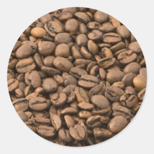 Pegatina Redonda Granos de café