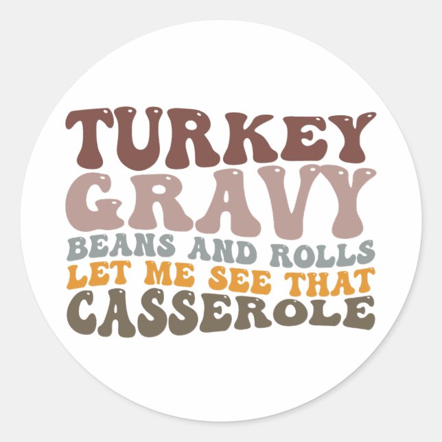 Pegatina Redonda Granos Y Rollos Graves De Turquía Caen En Acción D (Anverso)