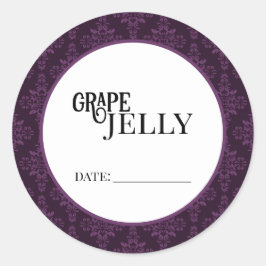 Pegatina Redonda Grape Jelly Canning Lid Labels