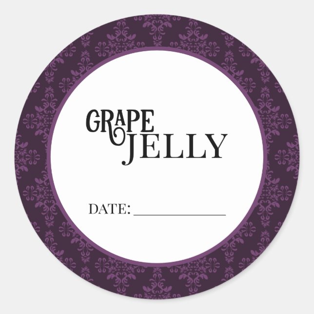 Pegatina Redonda Grape Jelly Canning Lid Labels (Anverso)