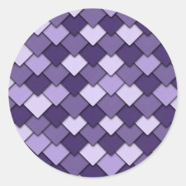 Pegatina Redonda Grape Purple Square y Diamond Pattern