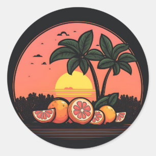 Pegatina Redonda Grapefruit Sunset Nature