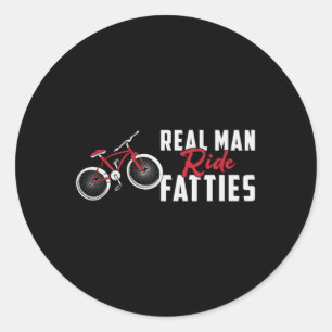 Pegatina Redonda Grasa Bicicleta Real Hombre Viajando Fatties Biker