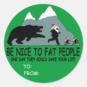 Pegatina Redonda Grasa divertida regalo de Papá Noel