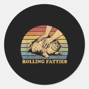Pegatina Redonda Grasas Rolling De Gato Divertidos Uniadultos Y Niñ