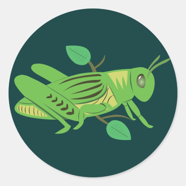 Pegatina Redonda Grasshopper verde (Anverso)