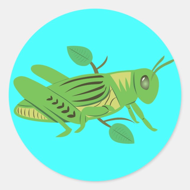 Pegatina Redonda Grasshopper verde (Anverso)