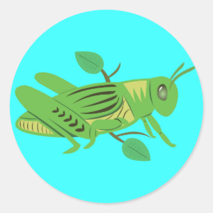 Pegatina Redonda Grasshopper verde