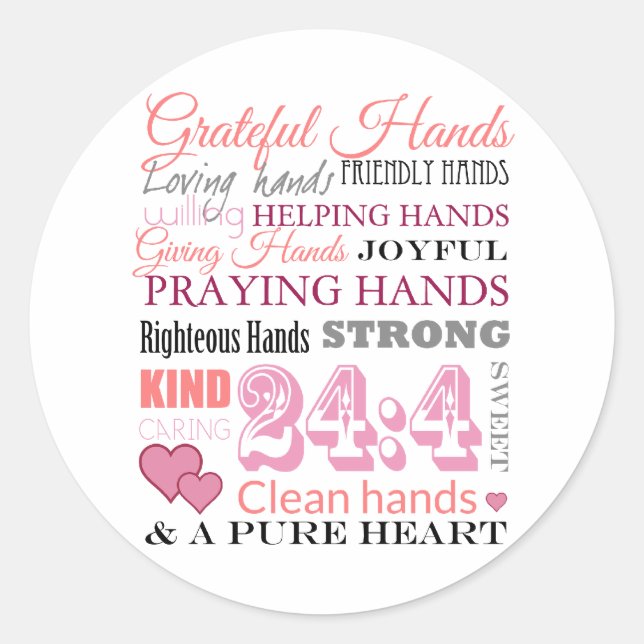 Pegatina Redonda Grateful hands (Anverso)