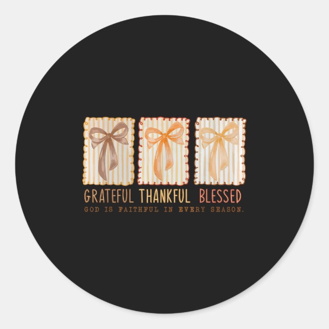 Pegatina Redonda Grateful Thankful Blessed Religious Christian  (Anverso)