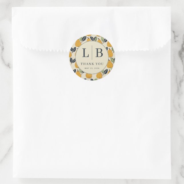Pegatina Redonda Grateful Yellow Pear Illustration (Bolso)