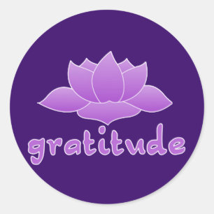Pegatina Redonda Gratitud con Lotus violeta