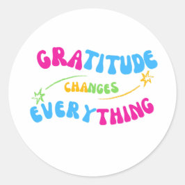 Pegatina Redonda Gratitude changes everything positive message