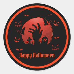 Pegatina Redonda Graveyard Moon Halloween