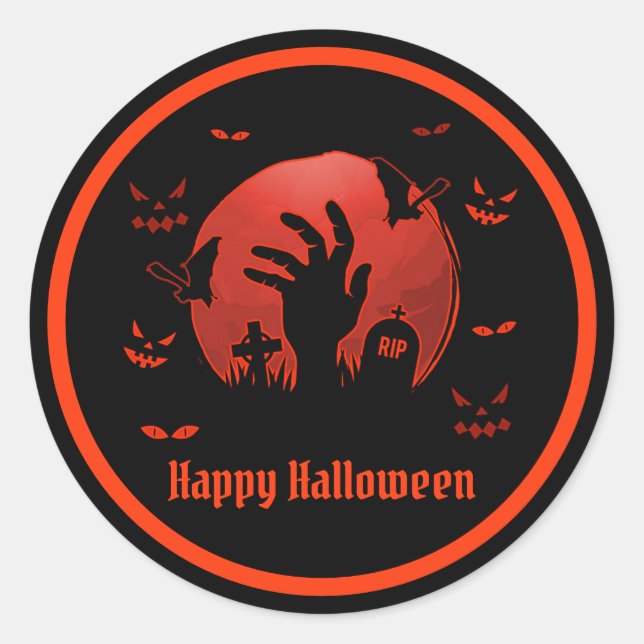 Pegatina Redonda Graveyard Moon Halloween (Anverso)